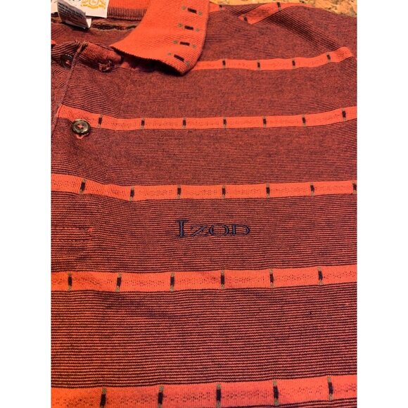 Vintage 90s IZOD Club Coral Brocade Polo Shirt Small - Picture 2 of 6